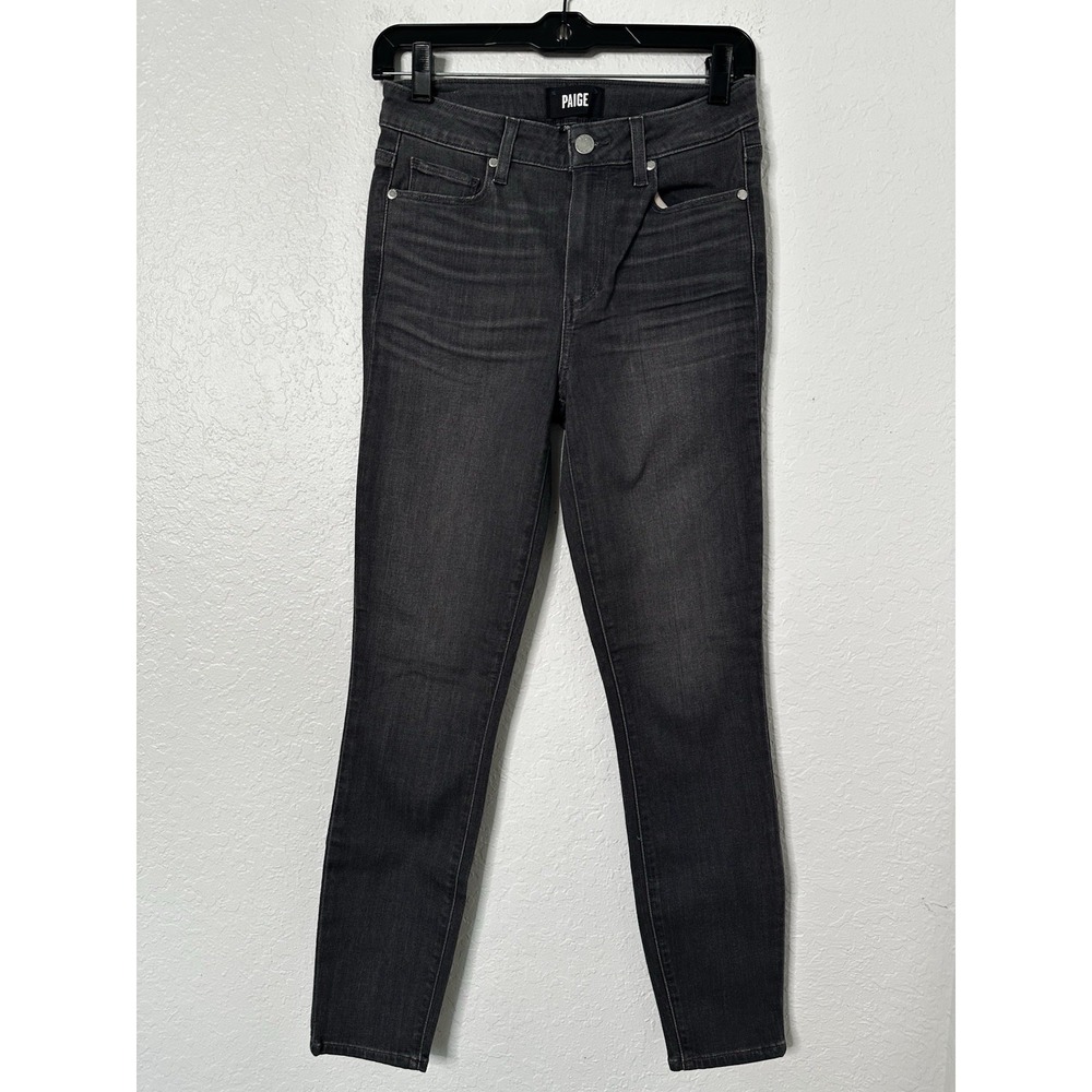 PAIGE Hoxton Ankle Leg Stretch Denim Skinny Jeans Charcoal Wash High Rise - Picture 2 of 6